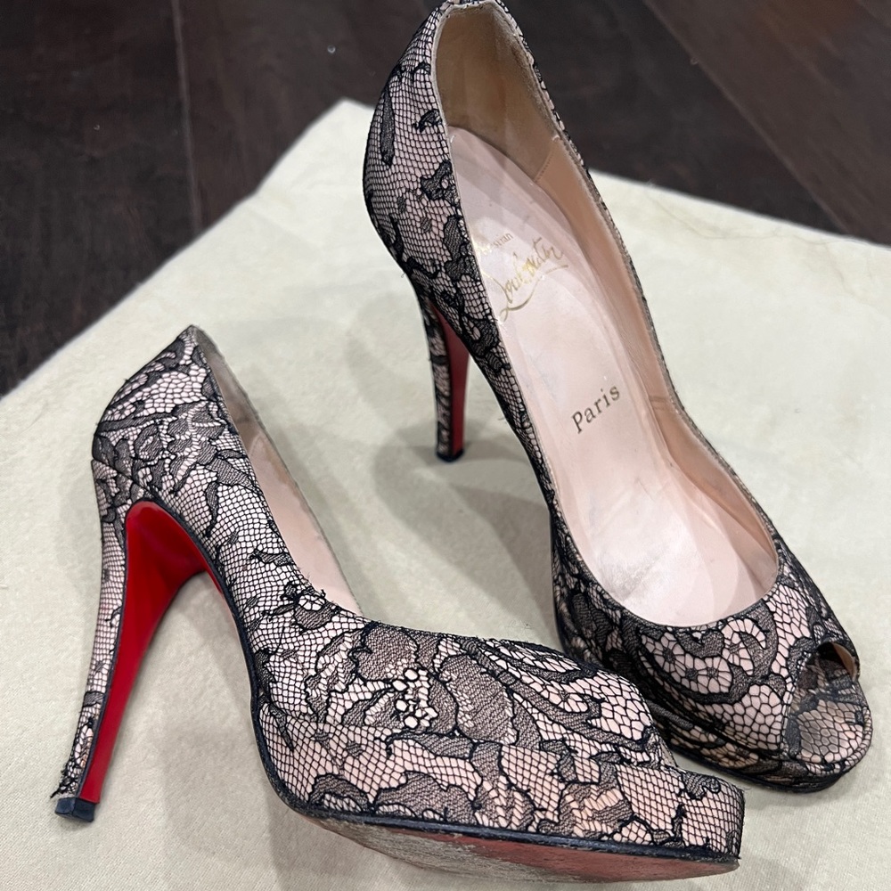 Christian Louboutin Lace Peep Toe